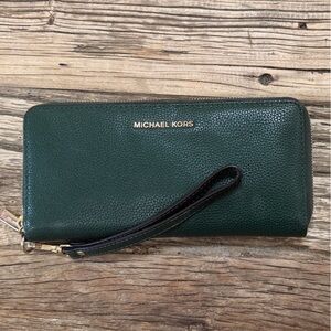 Michael Kors Green Wristlet Clutch